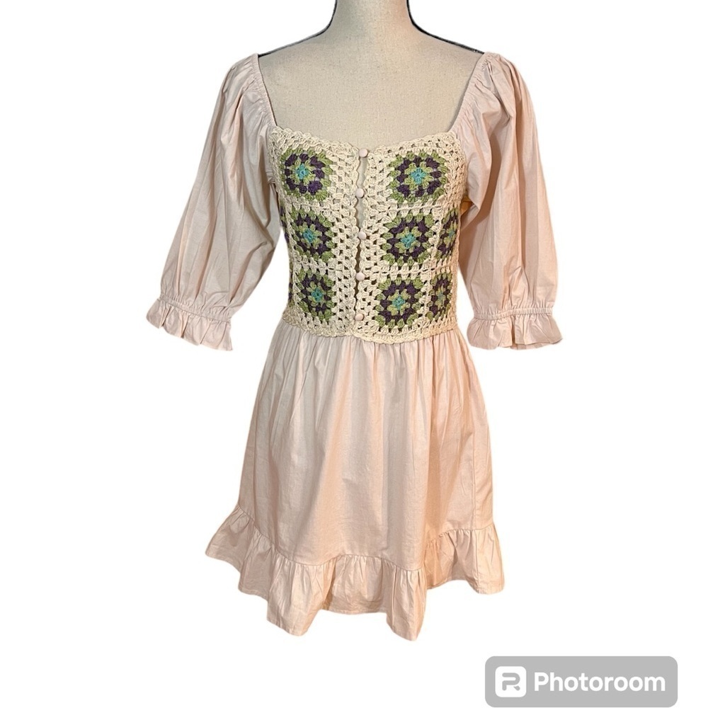 ASOS Design Crochet Smocked Mini Sundress Sz-6